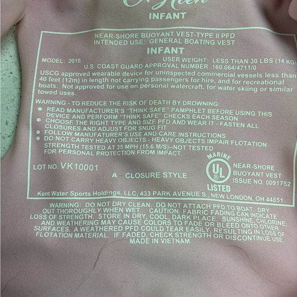 Infant Pink Swim Vest - Picture 5 of 7